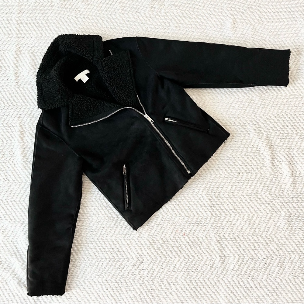 H&M Long Sleeve Black Zip Up Motto Style Jacket in size US 0 Cozy Soft Jacket